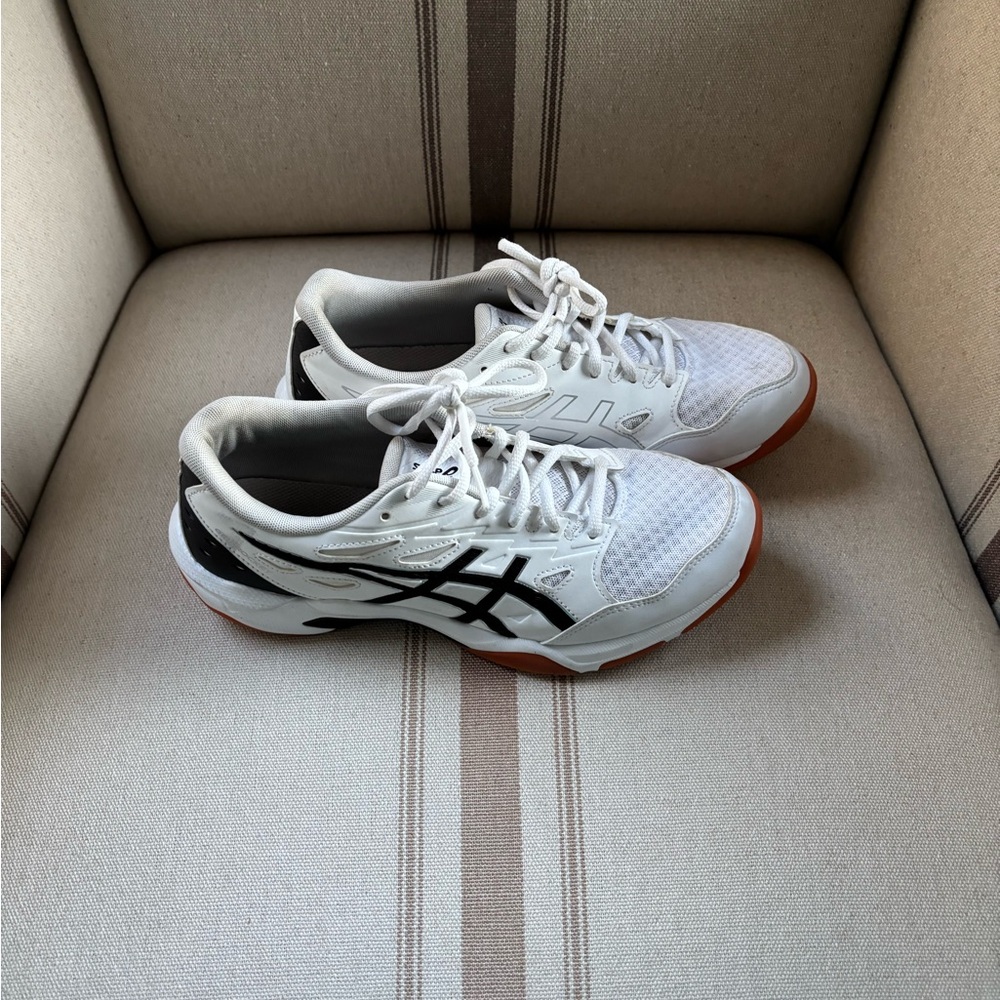 White and Black asics Shoes